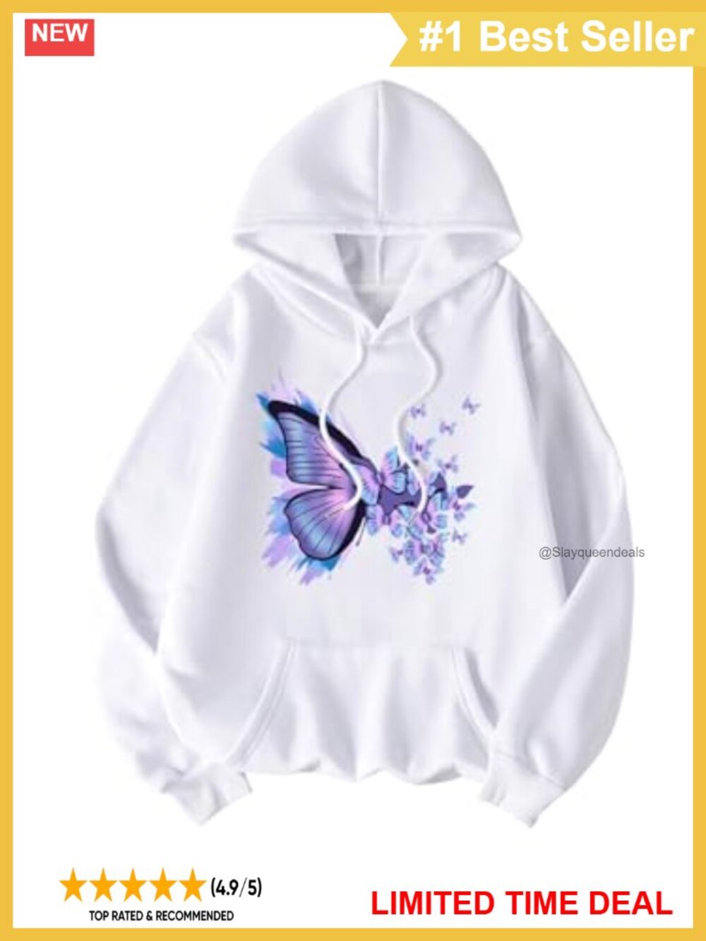 Women's Oversized Graphic Butterfly Print Pullover Hoodie Sweatshirt